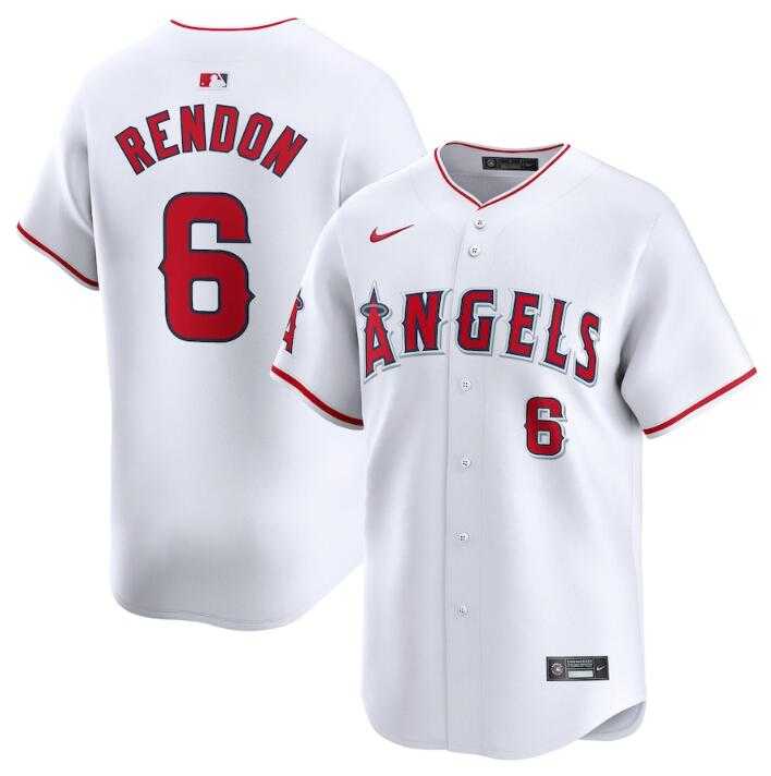 Men%27s Los Angeles Angels #6 Anthony Rendon White Home Limited Stitched Baseball Jersey Dzhi